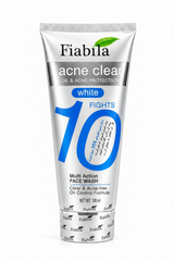 Fiabila acne clear face wash tube, white, oil & acne protection, 100 ml, centered front view