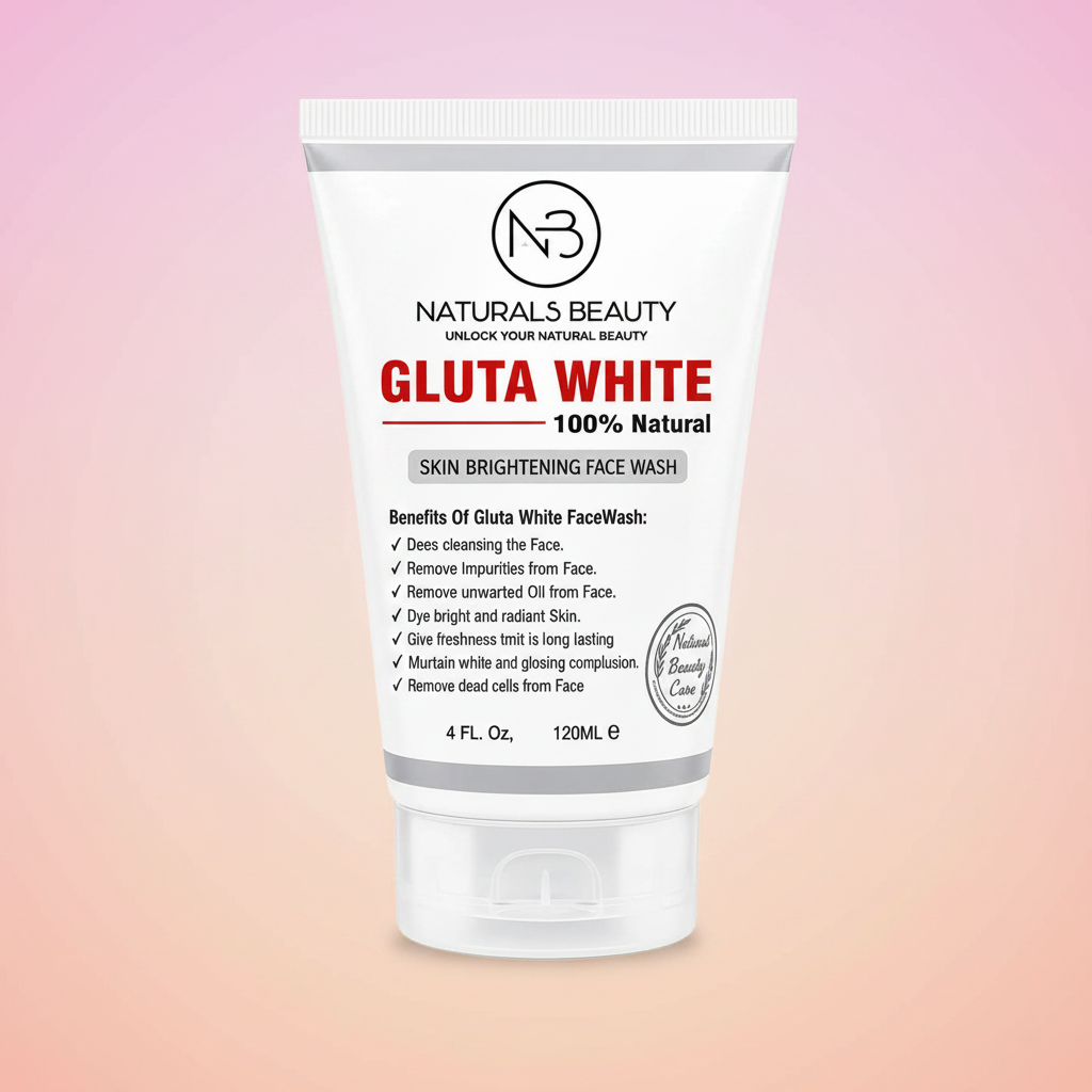 White face wash tube with ribbed cap and front label, benefits list and 120 mL
