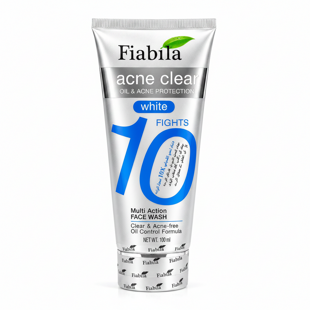 Fiabila acne clear face wash tube, white label, multi-action oil control formula, 100 ml