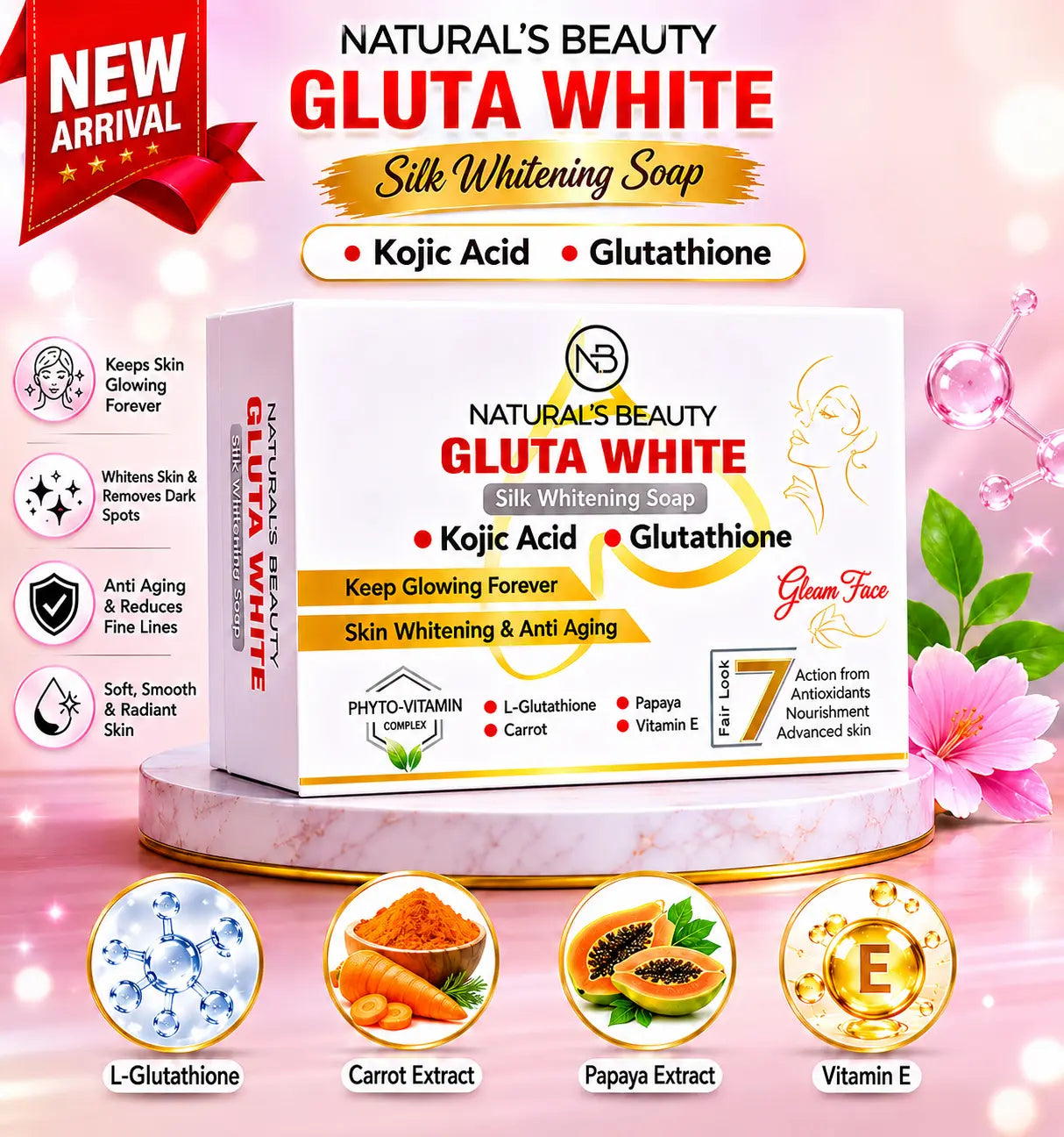 Gluta White Beauty Soap With Kojic Acid & Glutathione