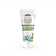 Saeed Ghani tea tree & neem face wash tube, white with green label, squeeze cap, 100 ml.