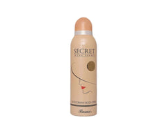 Deodorant body spray bottle, tan can with face illustration and round label