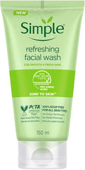 Simple facial wash tube, green, 150 ml, front view with label details