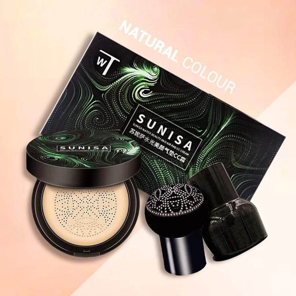 SUNISA Foundation Mushroom Headed Air Cushion BB CC Cream ? Waterproof Moisturizing Air-Permeable Liquid Foundation with Sponge - YehChez.pk