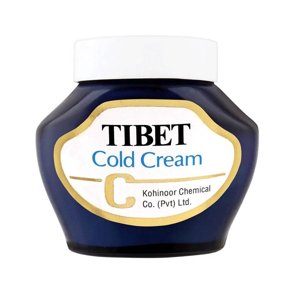Cold cream jar with dark blue bottle, white cap, oval front label