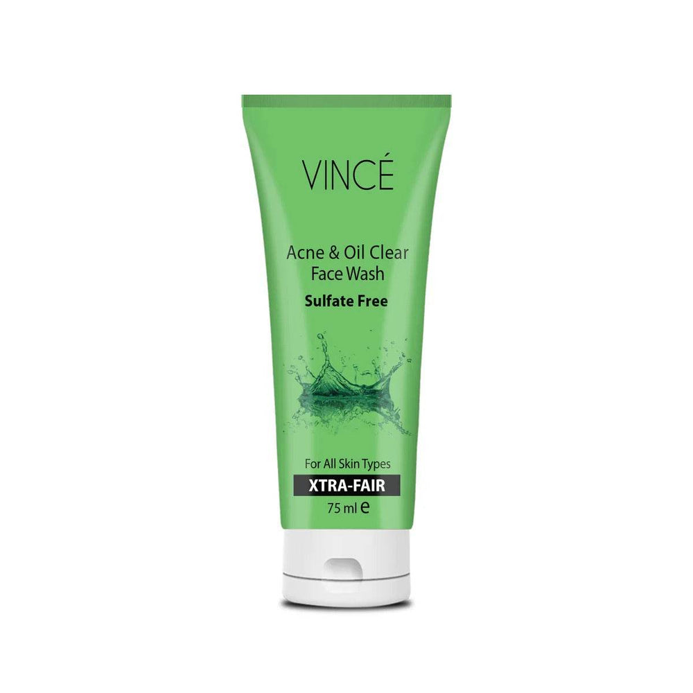 Vince Acne & Oil Clear face wash squeeze tube, green, 75 ml