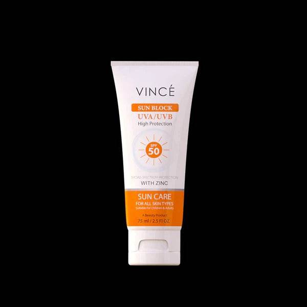 VINCE Sun block sunscreen tube SPF 50 with zinc, 75 ml